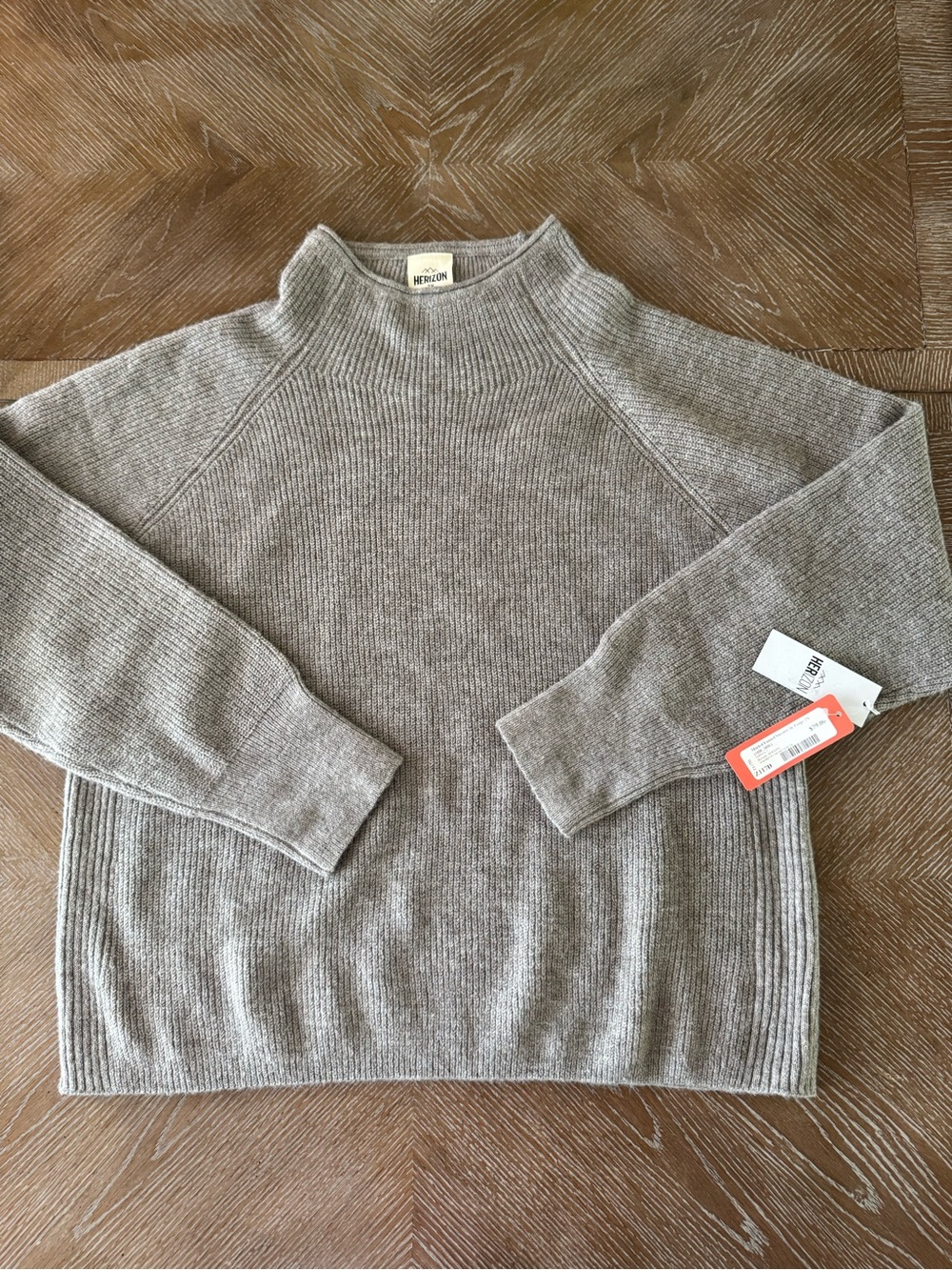Reiss Women's Heather Gray Ribbed Turtleneck Sweater